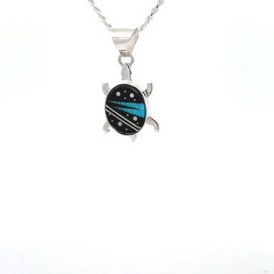 Calvin Begay Night Sky Design Sterling Silver Turtle Pendant