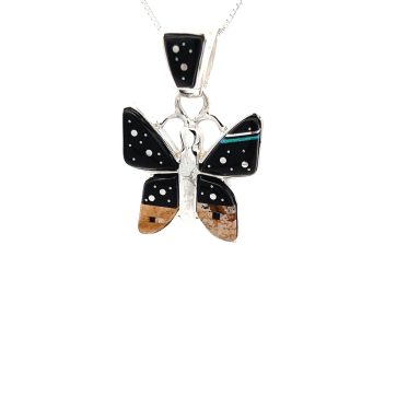 Calvin Begay Starry Night Sterling Silver Butterfly Pendant