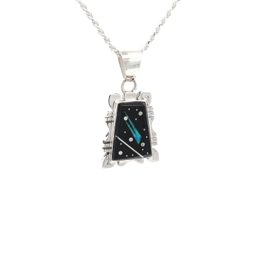 Calvin Begay Jewelry Genuine Acoma Jet Sterling Silver Night Sky Pendant