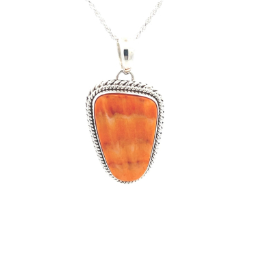 Artie Yellowhorse Native American Jewelry Genuine Spiny Oyster Shell Sterling Silver Pendant