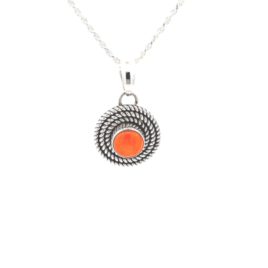 Artie Yellowhorse Jewelry Genuine Spiny Oyster Shell Sterling Silver Navajo Pendant