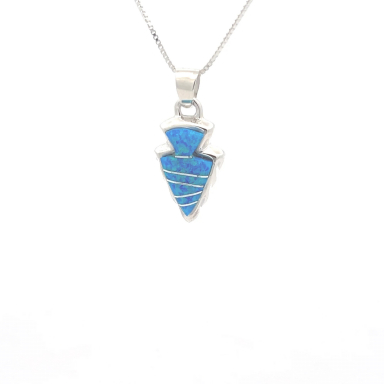 Calvin Begay Fire and Ice Opal Sterling Silver Arrowhead Pendant