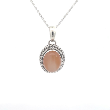 Artie Yellowhorse Jewelry Genuine Peach Moonstone Sterling Silver Pendant
