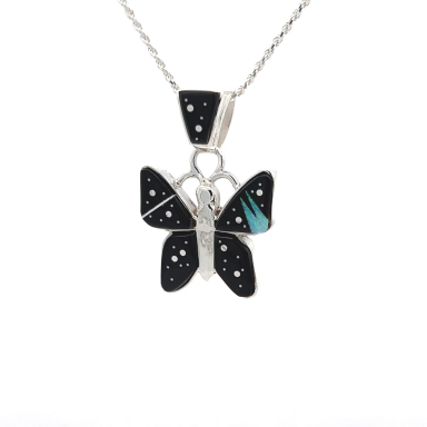 Calvin Begay Night Sky Sterling Silver Butterfly Pendant