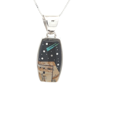 Calvin Begay Starry Night in the Pueblo Design Reversible Pendant