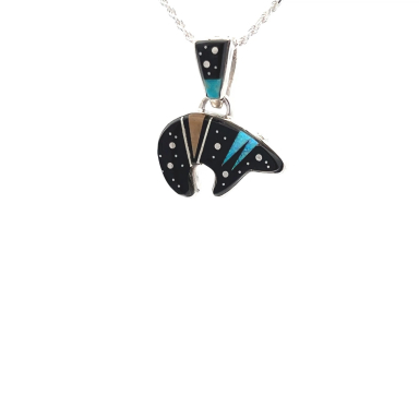 Calvin Begay Jewelry Night Sky Sterling Silver Bear Pendant