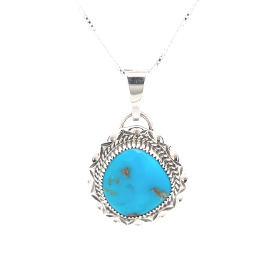 Genuine Sonoran Turquoise Sterling Silver Pendant