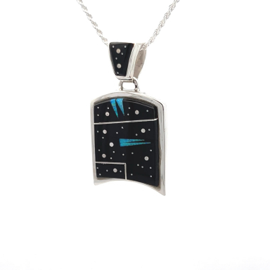 Navajo Artist Calvin Begay Night Sky Sterling Silver Pendant