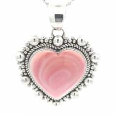 Artie Yellowhorse Jewelry Genuine Pink Conch Rising Sun Heart Pendant