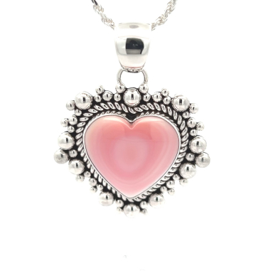 Artie Yellowhorse Jewelry Genuine Pink Conch Rising Sun Heart Pendant