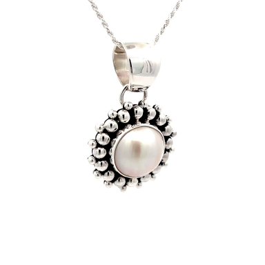 Artie Yellowhorse Jewelry Genuine Mabe Pearl Sterling Silver Pendant