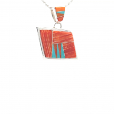 Calvin Begay Genuine Spiny Oyster Shell Sterling Silver Pendant