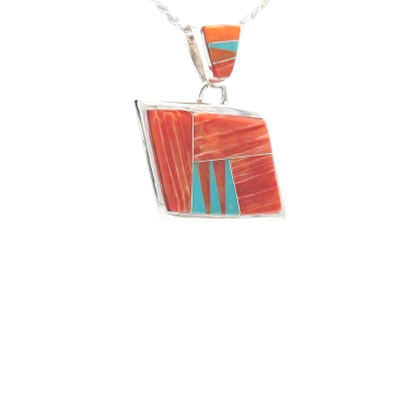 Calvin Begay Genuine Spiny Oyster Shell Sterling Silver Pendant