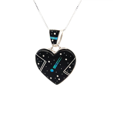 Calvin Begay Night Sky Sterling Silver Heart Pendant
