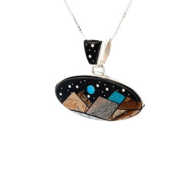 Calvin Begay Jewelry Night Sky Design Sterling Silver Navajo Pendant