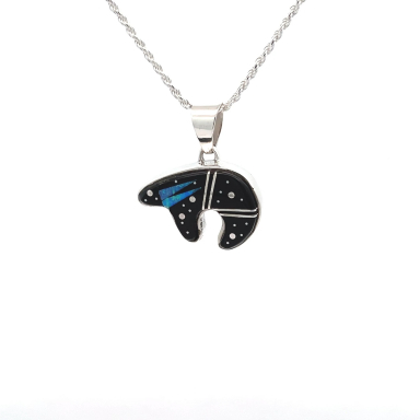 Calvin Begay Night Sky Sterling Silver Bear Pendant