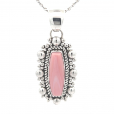 Artie Yellowhorse Jewelry Genuine Pink Conch Sterling Silver Rising Sun Pendant