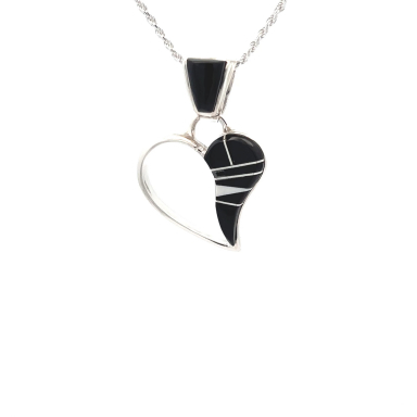 Calvin Begay Genuine Acoma Jet Sterling Silver  Open Heart Pendant