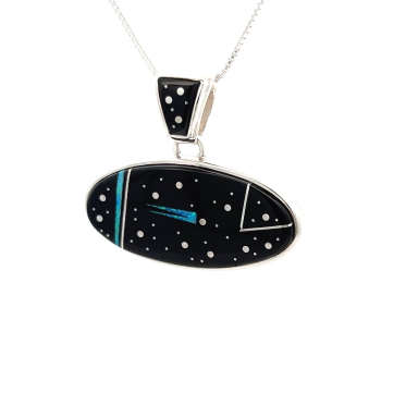 Calvin Begay Native American Jewelry Sterling Silver Night Sky Pendant