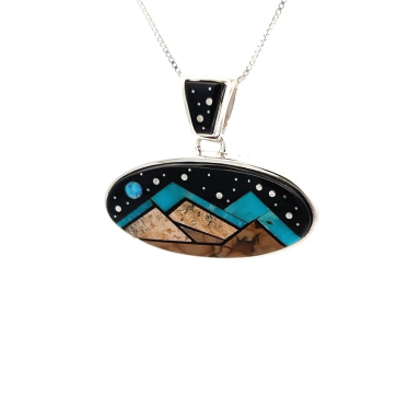 Calvin Begay Native American Jewelry Sterling Silver Night Sky Pendant