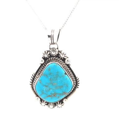 Genuine Sonoran Turquoise Sterling Silver Pendant