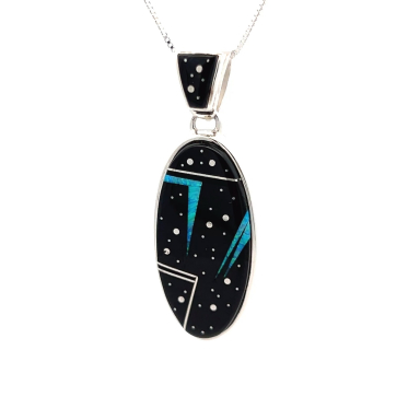 Navajo Artist Calvin Begay Sterling Silver Night Sky Pendant