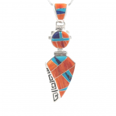 Calvin Begay Genuine Spiny Oyster Shell Sterling Silver Kachina Pendant