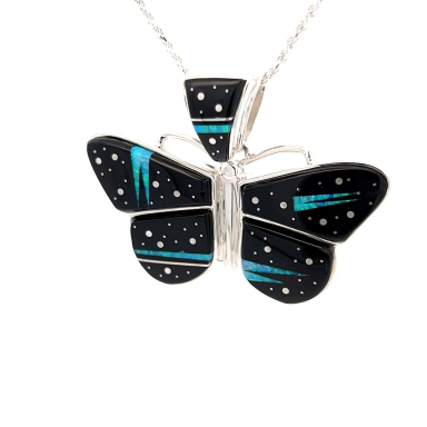 Calvin Begay Night Sky Sterling Silver Butterfly Pendant