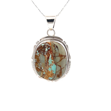 Genuine Boulder Turquoise Sterling Silver Pendant