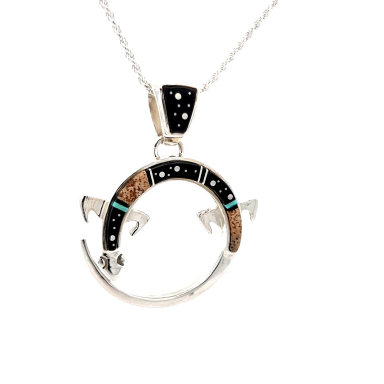 Calvin Begay Night Sky Sterling Silver Gecko Pendant