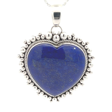 Artie Yellowhorse Jewelry Genuine Blue Lapis  Sterling Silver Heart Pendant