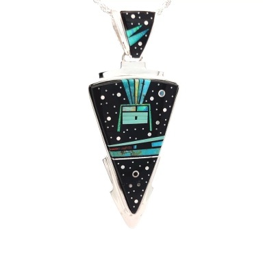 Calvin Begay Night Sky Arrow Head Sterling Silver Pendant