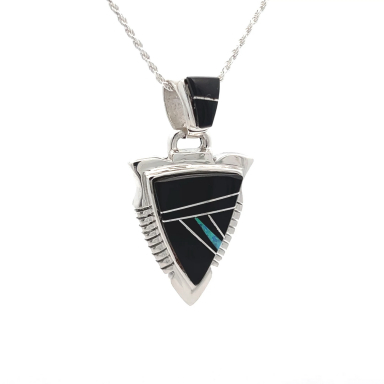 Calvin Begay New Arrowhead Design Sterling Silver Pendant