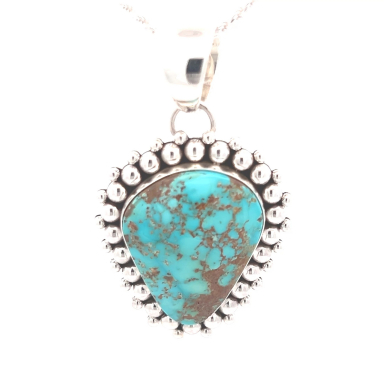 Artie Yellowhorse Genuine Royston Turquoise Sterling Silver Pendant