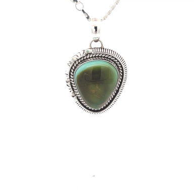 Artie Yellowhorse Genuine Royston Turquoise Sterling Silver Pendant