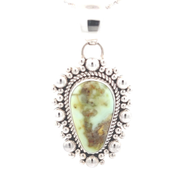 Artie Yellowhorse Jewelry Genuine Palomino Variscite Sterling Silver Pendant