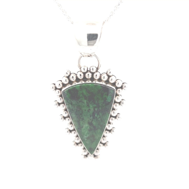 Artie Yellowhorse Native American Jewelry Genuine Green Garnet Sterling Silver Pendant