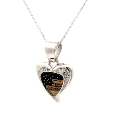 Calvin Begay Starry Night at the Pueblo Sterling Silver Heart Pendant