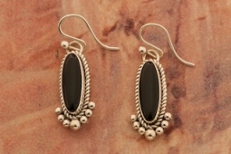 Artie Yelllowhorse Genuine Black Onyx Sterling Silver Navajo Earrings