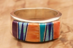Calvin Begay Genuine Spiny Oyster Shell Sterling Silver Ring