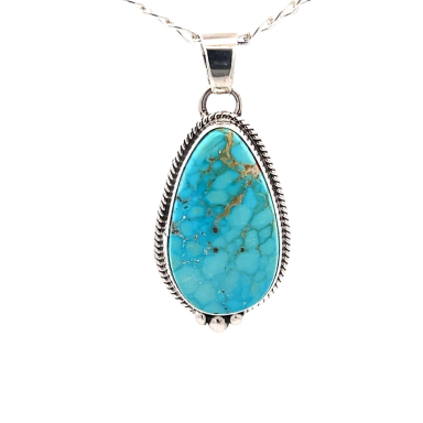 Genuine Blue Kingman Turquoise Native American Pendant
