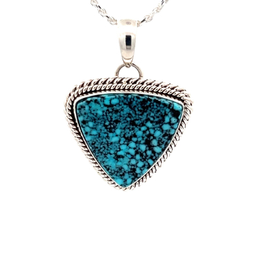 Artie Yellowhorse Genuine Kingman Web Turquoise Sterling Silver Pendant