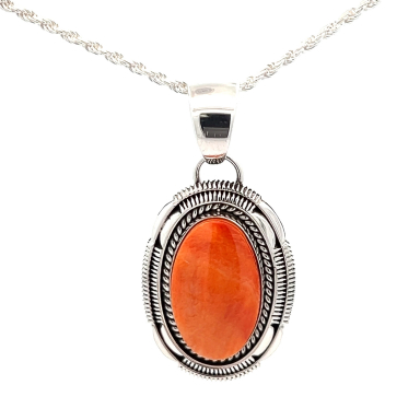 Artie Yellowhorse Genuine Spiny Oyster Shell Sterling Silver Pendant
