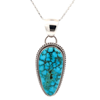 Artie Yellowhorse Genuine Kingman Web Turquoise Sterling Silver Pendant