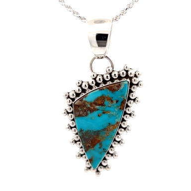 Artie Yellowhorse Genuine Mineral Park Mine Sterling Silver Pendant