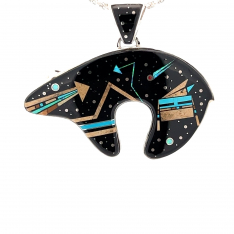 Calvin Begay Night Sky Bear Sterling Silver Pendant