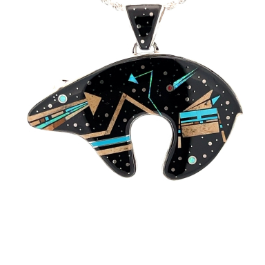 Calvin Begay Night Sky Bear Sterling Silver Pendant