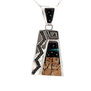 Calvin Begay New Starry Night in the Pueblo Design Sterling Silver Pendant