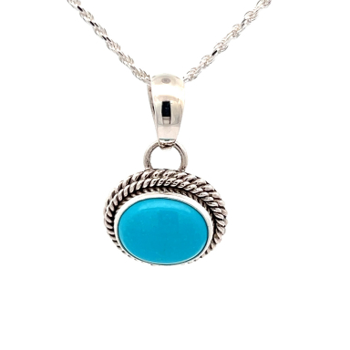 Artie Yellowhorse Genuine Sleeping Beauty Turquoise Sterling Silver Pendant