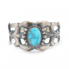 Genuine Kingman Web Turquoise Sterling Silver Bracelet
